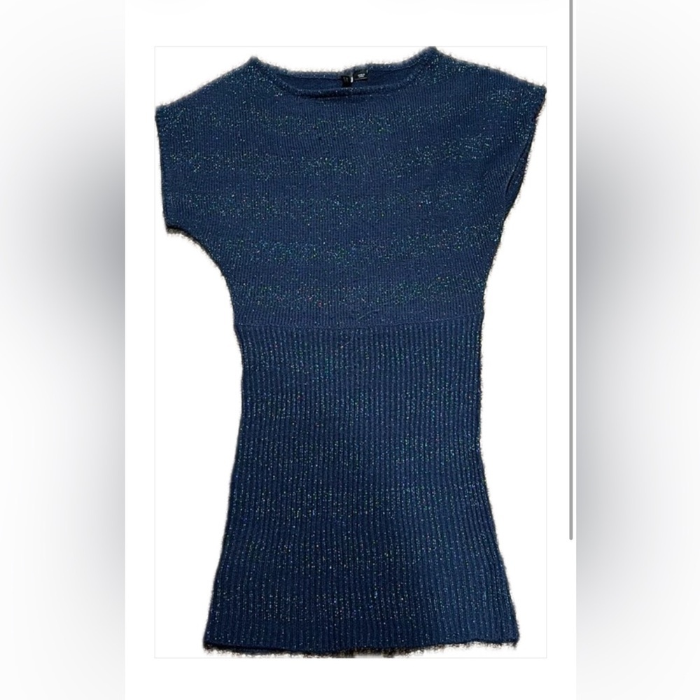 Metallic blue striped h and m sweater